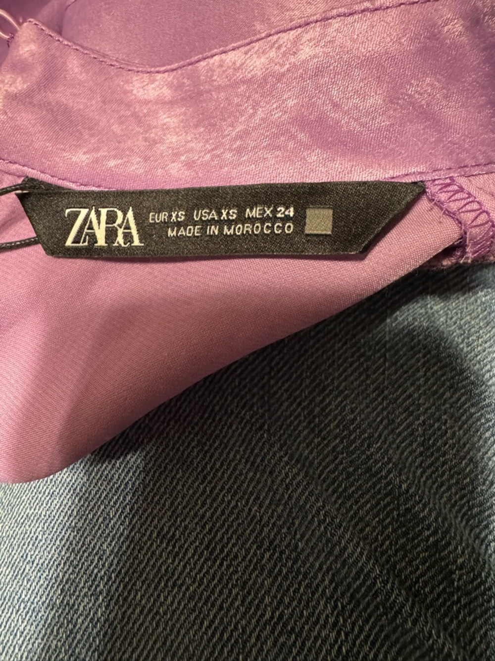 ZARA Lavender Satin-Look Blouse